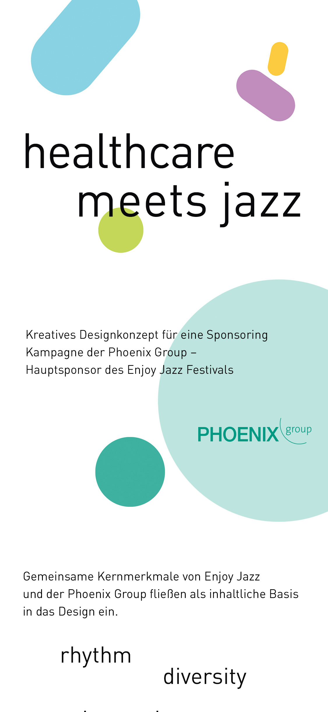 Designkonzept und Branding-Elemente der Phoenix Group Sponsoring-Kampagne 2025 für Enjoy Jazz